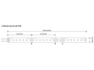 PTW-2110 LED Tape Light, 2000/6500K, 7.2/12W/m